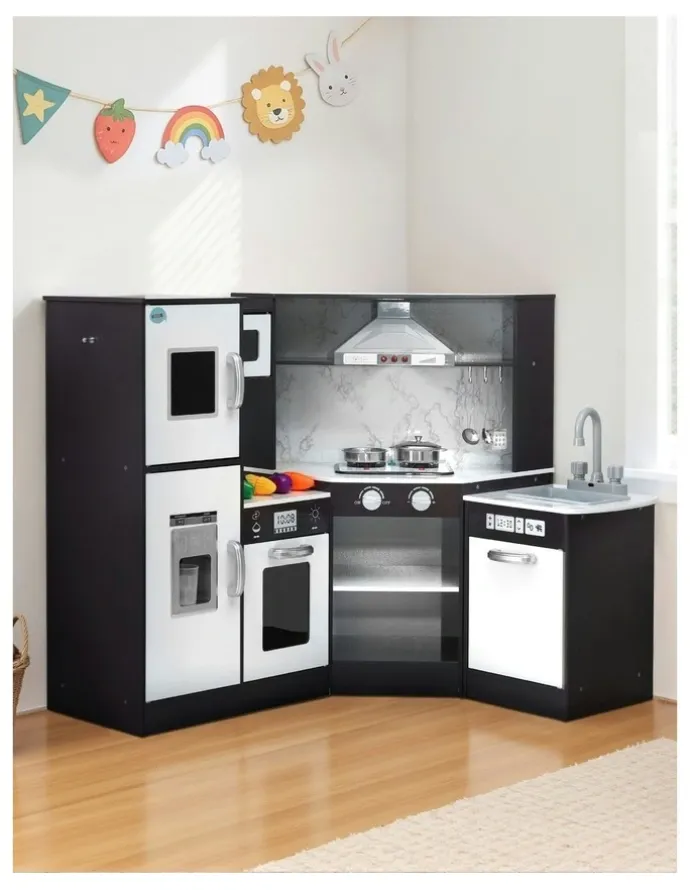 Keezi Wooden Kitchen Play Set in Black