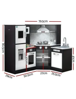 Keezi Wooden Kitchen Play Set in Black