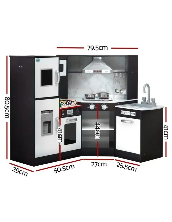 Keezi Wooden Kitchen Play Set in Black