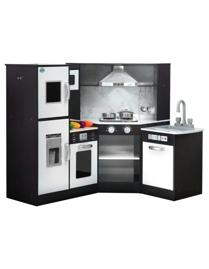 Keezi Wooden Kitchen Play Set in Black