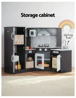 Keezi Wooden Kitchen Play Set in Black
