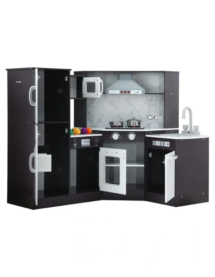 Keezi Wooden Kitchen Play Set in Black