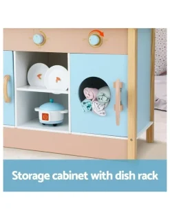 Keezi Wooden Pretend Kitchen Play Set 80cm in Blue