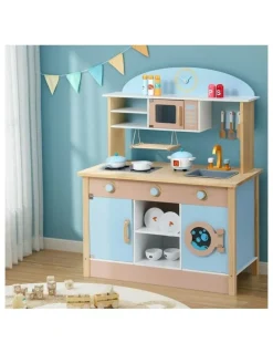 Keezi Wooden Pretend Kitchen Play Set 80cm in Blue