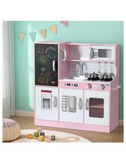 Keezi Wooden Pretend Kitchen Play Set Cooking Toys 80cm in Pink