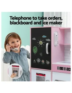 Keezi Wooden Pretend Kitchen Play Set Cooking Toys 80cm in Pink