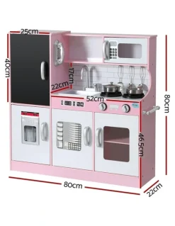 Keezi Wooden Pretend Kitchen Play Set Cooking Toys 80cm in Pink
