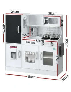 Keezi Wooden Pretend Kitchen Play Set 80cm in White