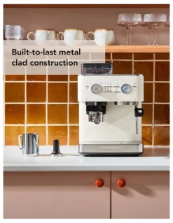 KitchenAid Semi Automatic Espresso Machine with Burr Grinder in Porcelain White 5KES6551APL