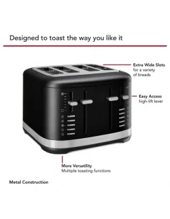 KitchenAid 4 Slice Toaster in Matte Black 5KMT4109ABM