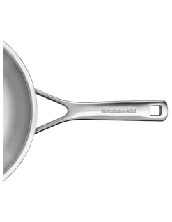 KitchenAid Triply Stainless Steel Covered Wok 28cm in SIlver