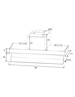 Kleenmaid Hybrid Concealed Swing-Out Rangehood 90cm Adjustable LED Lamps