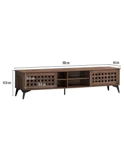 Kodu Clay Entertainment Unit TV Cabinet TV Stand 180cm 2 Doors Walnut