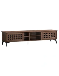 Kodu Clay Entertainment Unit TV Cabinet TV Stand 180cm 2 Doors Walnut