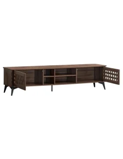 Kodu Clay Entertainment Unit TV Cabinet TV Stand 180cm 2 Doors Walnut