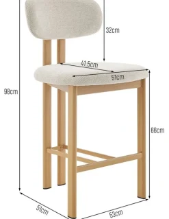 Kodu Hilda Dining Stools Pair (Set of Two) Cream and Oak