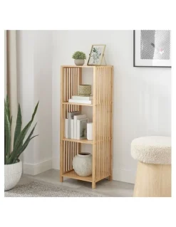 Kodu Nicolette Open Shelf Bookshelf Display Unit 3 Tier Bamboo