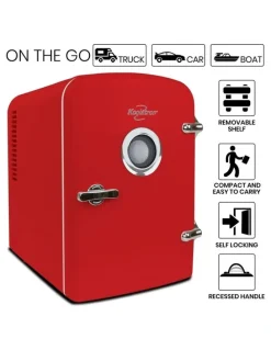 Koolatron Retro Mini Fridge With Bluetooth Speaker 4L