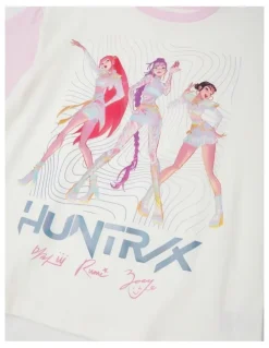Kpop Demon Hunter K-Pop Demon Hunters Huntrix Spliced T-Shirt With A Bag Tag in Cream