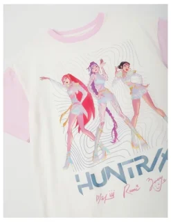 Kpop Demon Hunter K-Pop Demon Hunters Huntrix Spliced T-Shirt With A Bag Tag in Cream