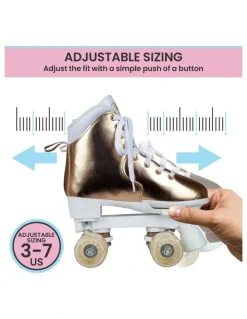 Kryptonics Circle Society Adjustable Quad Kids Roller Skates in Metallic Rose Gold