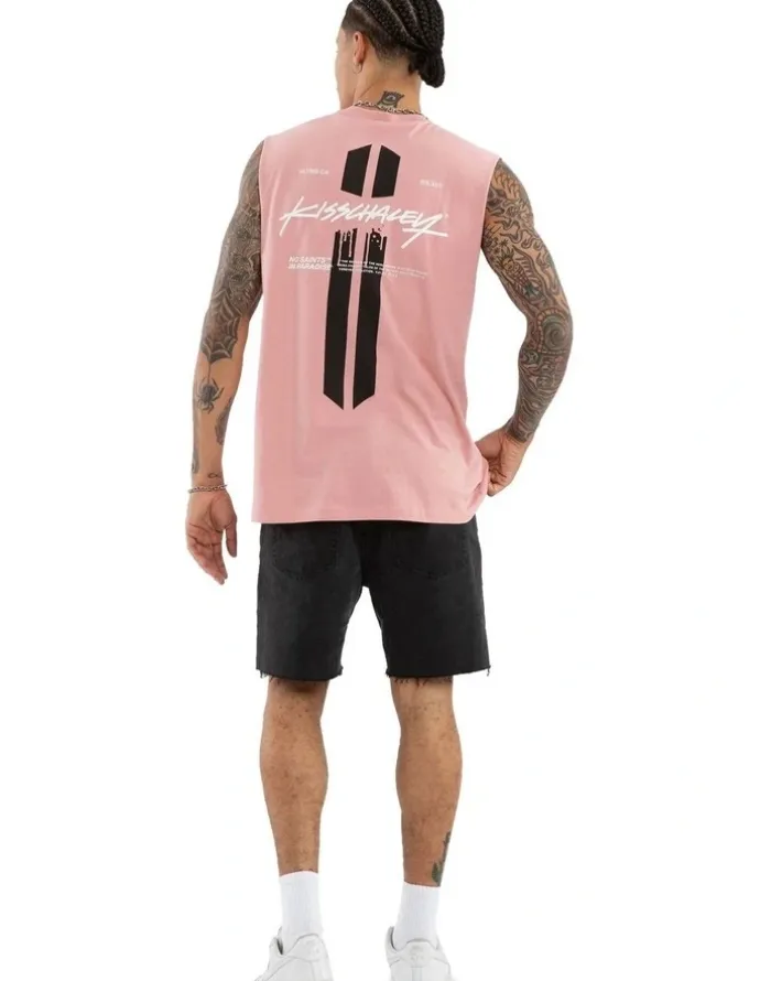 KSCY Pillar Relaxed Muscle Tee in Pink