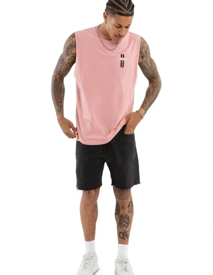 KSCY Pillar Relaxed Muscle Tee in Pink