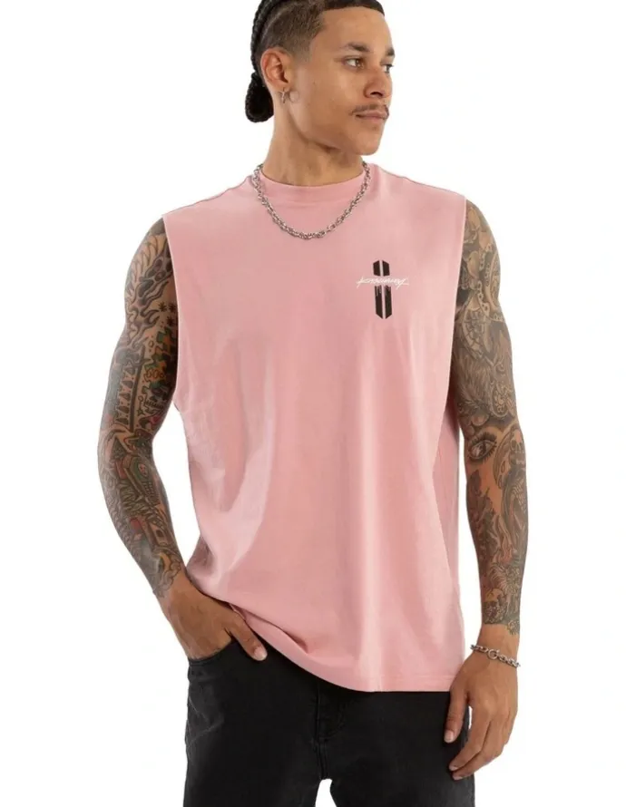 KSCY Pillar Relaxed Muscle Tee in Pink