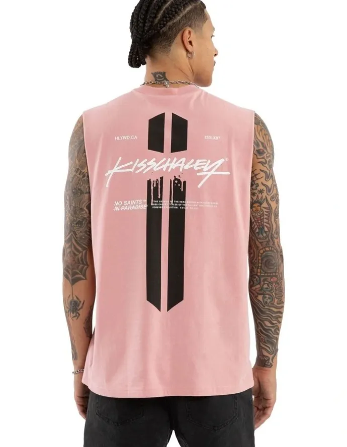 KSCY Pillar Relaxed Muscle Tee in Pink