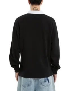 KSCY Stacked Loopback Rugby Jumper in Black