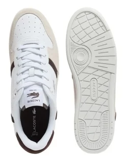 Lacoste T-Clip Sneaker in White/Dark Brown