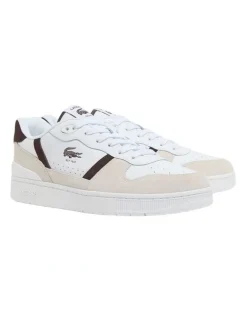 Lacoste T-Clip Sneaker in White/Dark Brown
