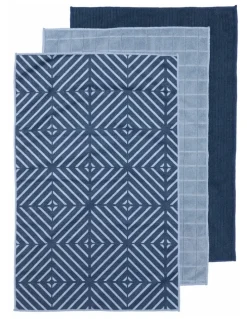 Ladelle Benton Kitchen Towel 4 Pack in Blue