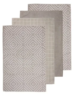 Ladelle Benton Microfibre Kitchen Towel 4 Pack in Taupe
