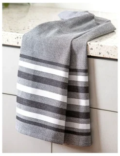Ladelle Lennox Stripe Kitchen Towel 2 Pack in Black
