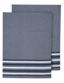 Ladelle Lennox Stripe Kitchen Towel 2 Pack in Marine