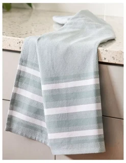 Ladelle Lennox Stripe Kitchen Towel 2 Pack in Blue
