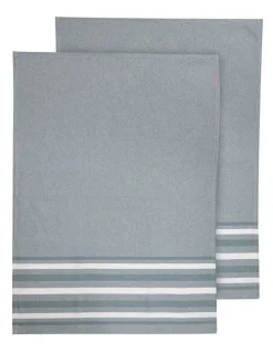 Ladelle Lennox Stripe Kitchen Towel 2 Pack in Blue