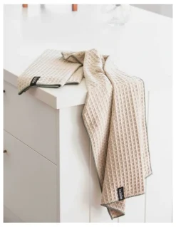 Ladelle Mega Waffle Microfibre 30x30cm 3 Pack Dishcloth in Taupe
