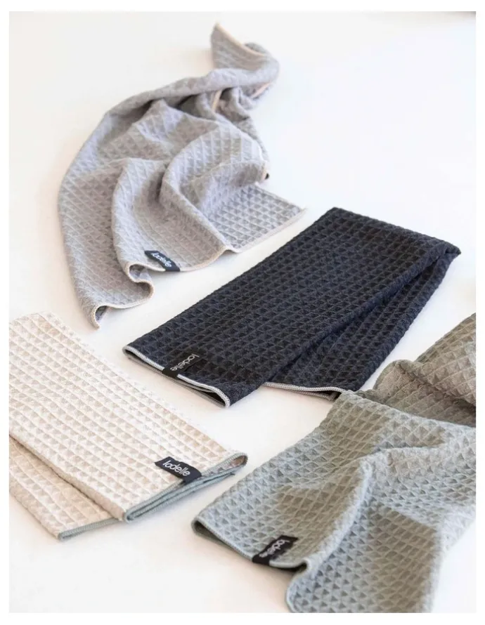 Ladelle Mega Waffle Microfibre 30x30cm 3 Pack Dishcloth in Taupe