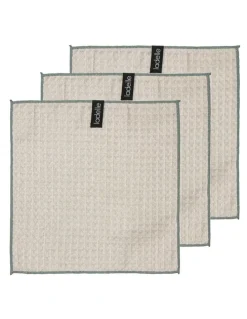 Ladelle Mega Waffle Microfibre 30x30cm 3 Pack Dishcloth in Taupe