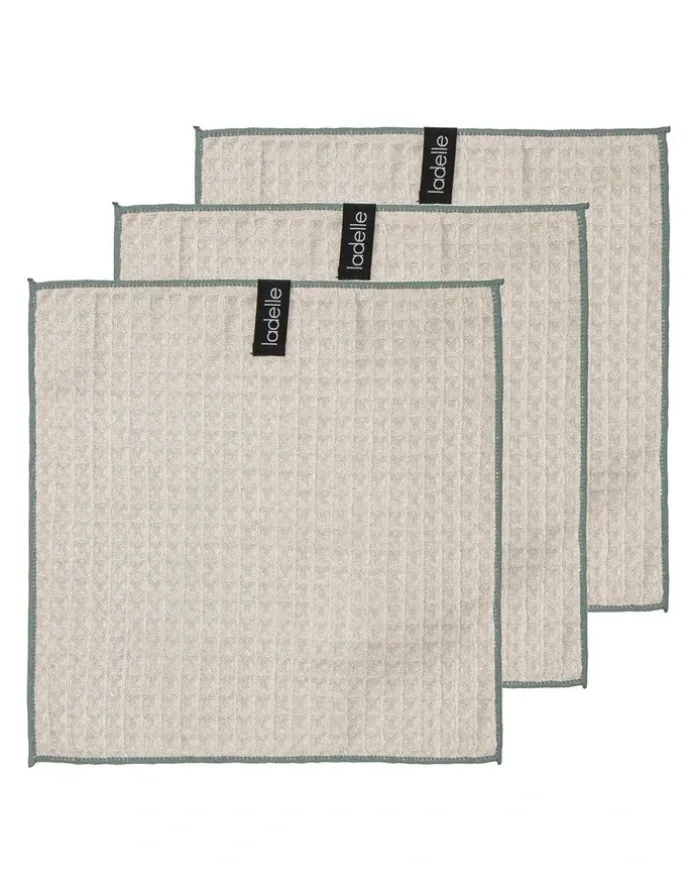 Ladelle Mega Waffle Microfibre 30x30cm 3 Pack Dishcloth in Taupe