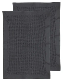 Ladelle Ollie Waffle Kitchen Towel 2 Pack in Charcoal