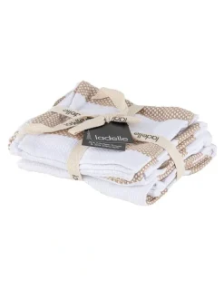 Ladelle Stripe Kitchen Towel and Dishcloth 4 Piece in Taupe