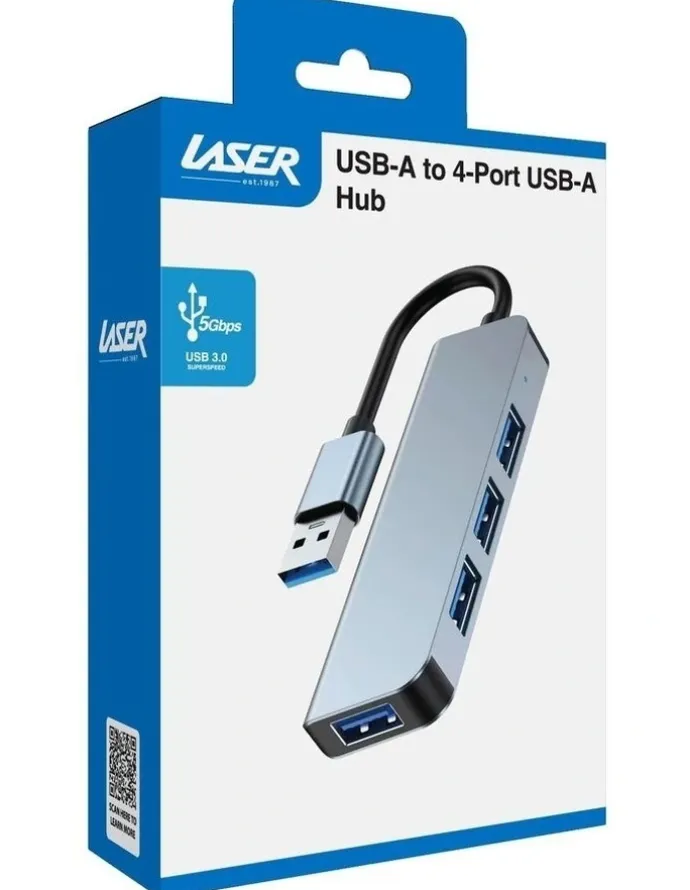 LASER Laser USB-A 4 Port USB 3.0 Data Hub with 5Gbps PC-HUB401-615