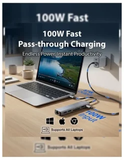 LASER Laser USB-C Multiport Hub with 4K HDMI Ethernet and 100W PD