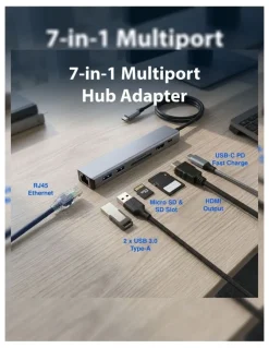 LASER Laser USB-C Multiport Hub with 4K HDMI Ethernet and 100W PD