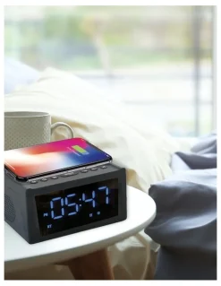 LASER Laser Wireless Charging Alarm Clock with Bluetooth and FM Radio SPK-WCALC-118