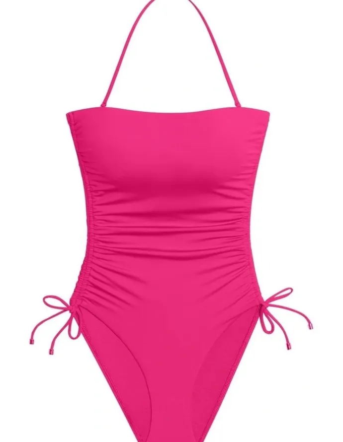Lauren Ralph Lauren Beach Halter Neck Bandeau Swimsuit in Pink