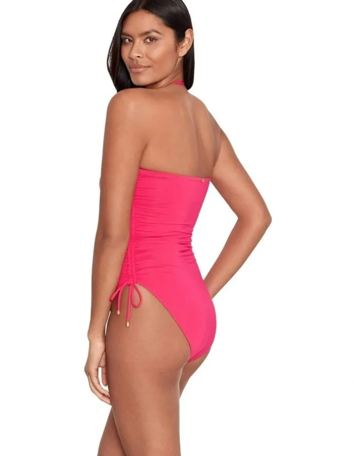 Lauren Ralph Lauren Beach Halter Neck Bandeau Swimsuit in Pink